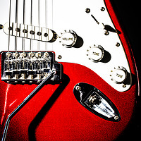 Buy canvas prints of Close-up Red Electric Guitar by Maggie McCall