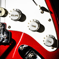 Buy canvas prints of Close-up Red Electric Guitar by Maggie McCall