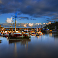 Buy canvas prints of Sunset Mevagissey Harbour, Cornwall. by Maggie McCall