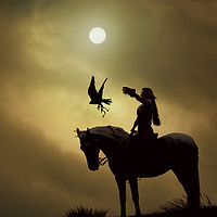 Buy canvas prints of Horseback Falconry by Maggie McCall