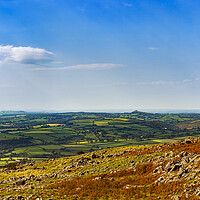 Buy canvas prints of Brentor and Cornwall from Cox Tor, Dartmoor. by Maggie McCall