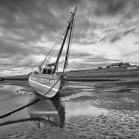 Buy canvas prints of B+W BOATS ON THE ESTUARY by raymond mcbride