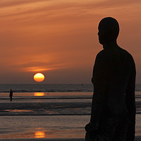 Buy canvas prints of Sunset in Another Place (Crosby Beach) by raymond mcbride
