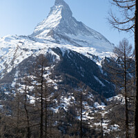 Buy canvas prints of View of the Matterhorn from the hiking trail to Sunnegga, Zermat by J Lloyd