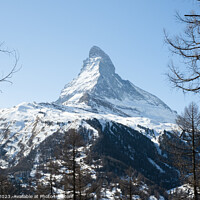 Buy canvas prints of View of the Matterhorn from the hiking trail to Sunnegga, Zermat by J Lloyd