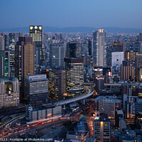 Buy canvas prints of Osaka cityscape at twilight by J Lloyd