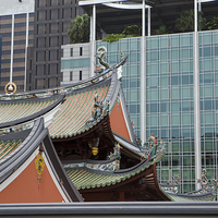 Buy canvas prints of Contrasting architecture, Chinatown Singapore by J Lloyd