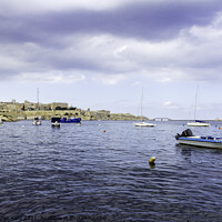 Buy canvas prints of Moored Boats in the Grand Harbour by Christopher Kelly