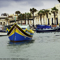 Buy canvas prints of Moored boats in Marsaxlokk Bay  by Christopher Kelly