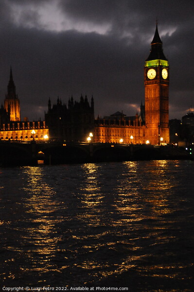 Panoramic view across the Thames  of Westminster and Big Ben at n Picture Board by Luigi Petro