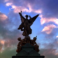 Buy canvas prints of Gilded bronze Winged Victory, VIctoria memorial, London, UK. by Luigi Petro