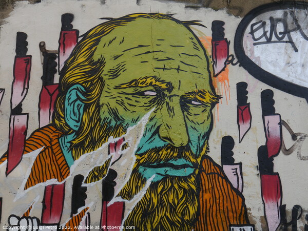 Graffiti showing an old man, London, UK. Picture Board by Luigi Petro