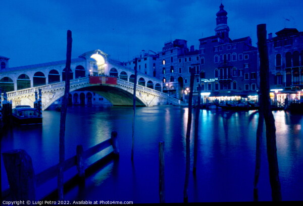 Rialto Bridge under the moon light, Venice, Italy. Picture Board by Luigi Petro