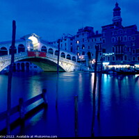 Buy canvas prints of Rialto Bridge under the moon light, Venice, Italy. by Luigi Petro