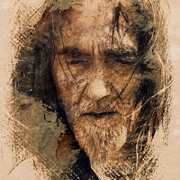 Buy canvas prints of Close-up of a dishevelled man with long hair. by Luigi Petro
