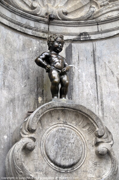 World famous Manneken Pis , boy pissing, Brussels, Picture Board by Luigi Petro