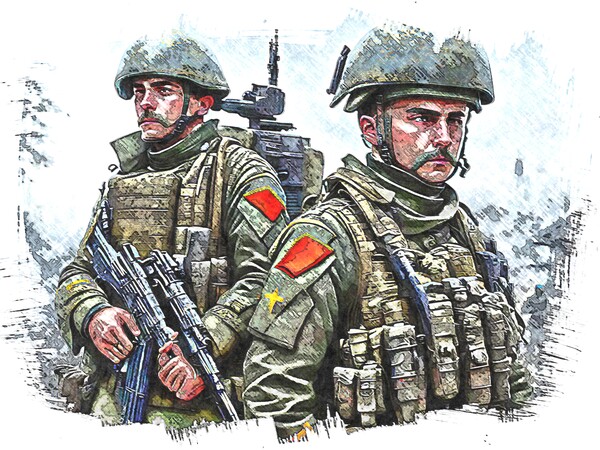 Two soldiers standing next to each other. Picture Board by Luigi Petro
