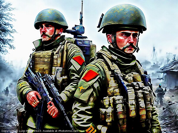 Two soldiers standing next to each other. Picture Board by Luigi Petro