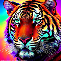 Buy canvas prints of Psychedelic Tiger Face Generative AI by Luigi Petro