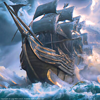 Buy canvas prints of A huge ship sails on a stormy sea. AI generated. by Luigi Petro