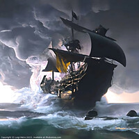 Buy canvas prints of A huge ship sails on a stormy sea. AI generated. by Luigi Petro