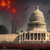 Buy canvas prints of Washington Capitol Hill on fire. by Luigi Petro