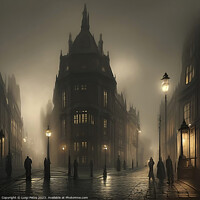 Buy canvas prints of Victorian city street covered in fog. by Luigi Petro
