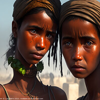 Buy canvas prints of Two African young women looking dejected. by Luigi Petro