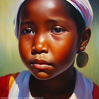 Buy canvas prints of Young African girl looking dejected. by Luigi Petro