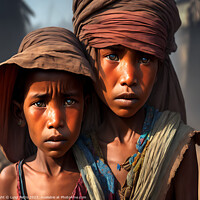 Buy canvas prints of Two African children looking dejected. by Luigi Petro