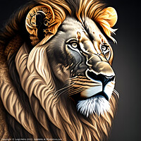 Buy canvas prints of Portrait of a big male African lion on black backg by Luigi Petro
