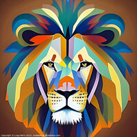 Buy canvas prints of Portrait of a lion in modern style.. by Luigi Petro