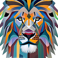 Buy canvas prints of Portrait of a lion in modern style. by Luigi Petro