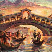Buy canvas prints of Majestic Sunset over Iconic Rialto Bridge by Luigi Petro