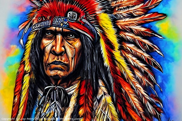 Majestic American Indian Chief Picture Board by Luigi Petro