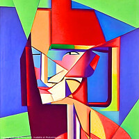 Buy canvas prints of Vibrant Cubist Portrait of a Modern Woman by Luigi Petro