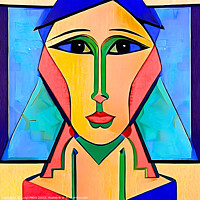 Buy canvas prints of Vibrant Cubist Woman Portrait by Luigi Petro