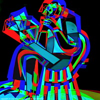 Buy canvas prints of Psychedelic Cubist Portrait of a Man Reading by Luigi Petro