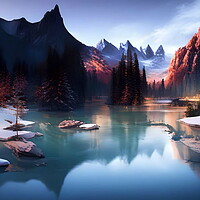 Buy canvas prints of Serene Beauty of Mountain Lake by Luigi Petro