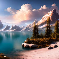 Buy canvas prints of Tranquil Beauty of Mountain Lake by Luigi Petro