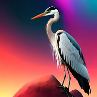 Buy canvas prints of Colorfull Great Heron. by Luigi Petro