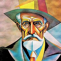 Buy canvas prints of Portrait of old man in cubism style. by Luigi Petro