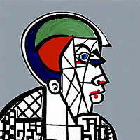 Buy canvas prints of Vibrant Cubist Portrait by Luigi Petro