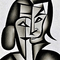 Buy canvas prints of Cubist style portrait of a human face. by Luigi Petro
