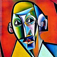 Buy canvas prints of Vibrant Cubist Portrait Painting by Luigi Petro