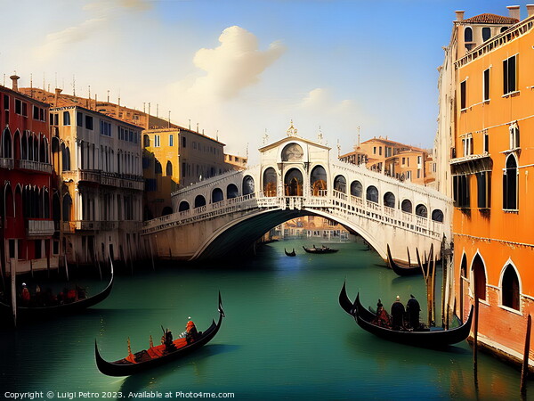  Gondolas Gliding Along the Grand Canal. Picture Board by Luigi Petro