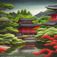 Buy canvas prints of Tranquil Reflections. A Serene Japanese Oasis. AI  by Luigi Petro