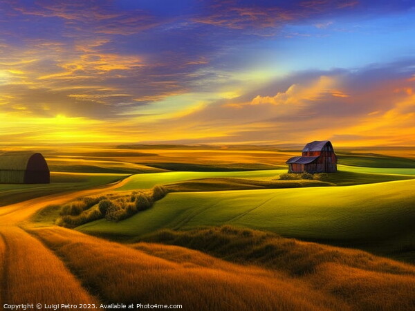 Golden Serenade: A Captivating Sunrise Painting Picture Board by Luigi Petro