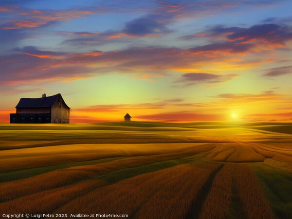 Golden sunrise over the countryside. Picture Board by Luigi Petro