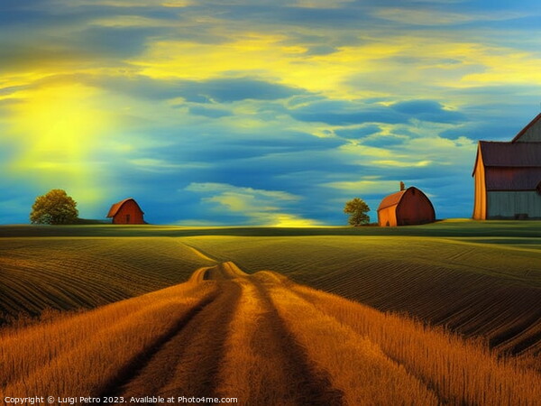 Radiant Tuscan Sunrise Illuminates Countryside Picture Board by Luigi Petro